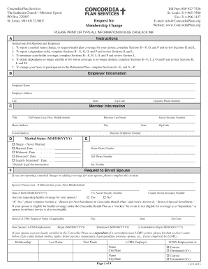 Concordia Health Plan Membership Change Form