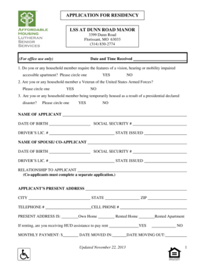 Application for Residency