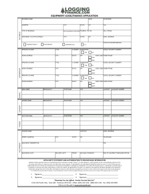 Equipment Lease/Finance Application