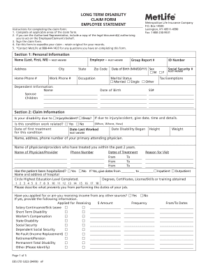 Long Term Disability Claim Form