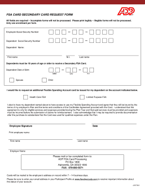 FSA Card Secondary Card Request Form