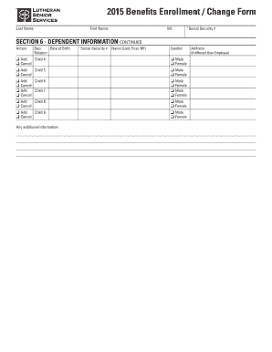 2015 Benefits Enrollment Form