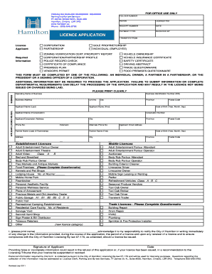 Hamilton Business Licence Application