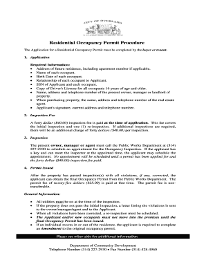 Residential Occupancy Permit Application