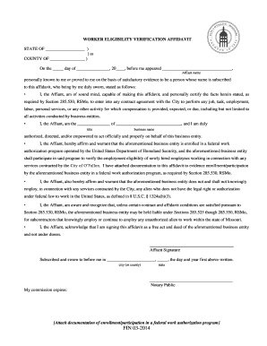 Worker Eligibility Verification Affidavit