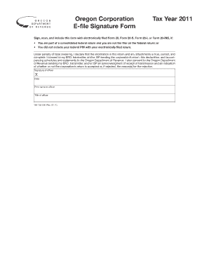 Oregon Corporation E-file Signature Form
