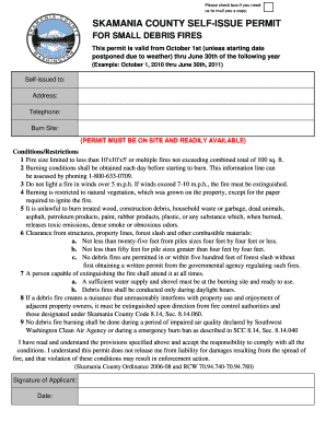 Skamania County Debris Fire Permit