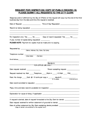 Request for Inspection/Copy of Public Record