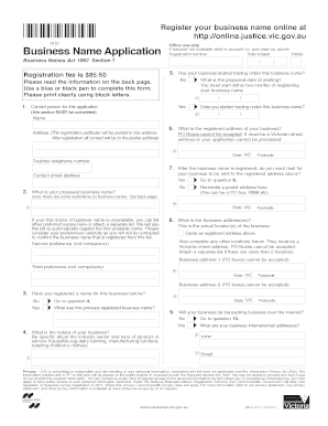 Business Name Application Form