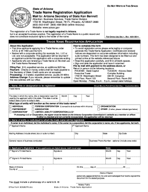 Arizona Trade Name Registration Application