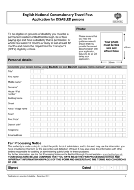 UK Disabled Persons Bus Pass Application