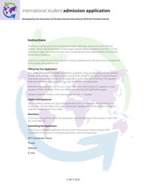 International Student Admission Application