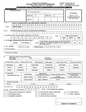 CSS Competitive Examination Application Form