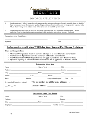 Ohio Divorce Application Form