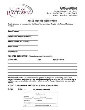 Missouri Public Records Request Form