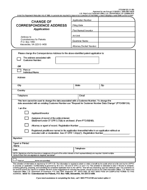 USPTO Change of Correspondence Address Form