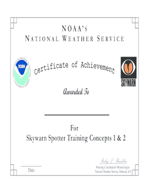 Skywarn Spotter Training Award