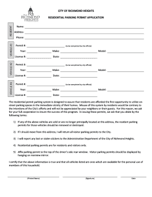Residential Parking Permit Application