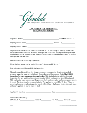 Application for Residential Reoccupancy Permit