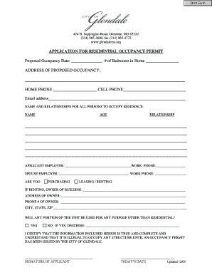 Residential Occupancy Permit Application