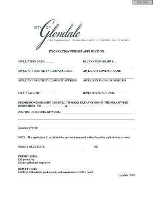 Excavation Permit Application