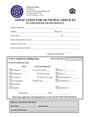 City of St. Peters Municipal Services Application