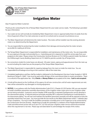 Tampa Irrigation Meter Application