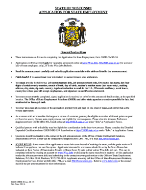 State of Wisconsin Application for State Employment
