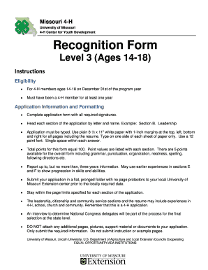 Missouri 4-H Recognition Form
