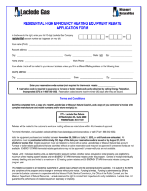 Residential High Efficiency Heating Equipment Rebate Application