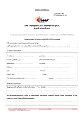 IAAF Therapeutic Use Exemption Application Form