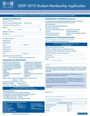 2009–2010 SHRM Student Membership Application