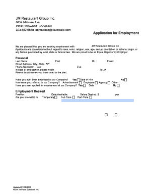 Employment Application Form