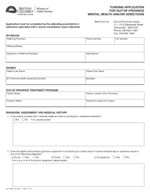 BC Out-of-Province Mental Health Funding Application