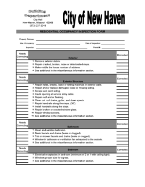 Residential Occupancy Inspection Form