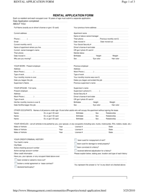 Rental Application Form
