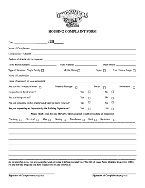 Housing Complaint Form