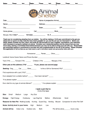 Pet Adoption Application Form