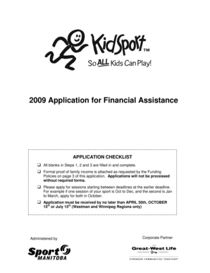2009 KidSport Financial Assistance Application