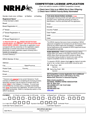 NRHA Competition License Application