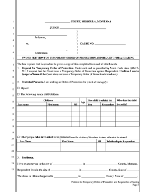 Montana Temporary Order of Protection
