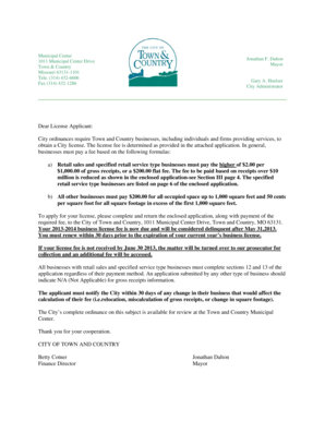 Town and Country Business License Application