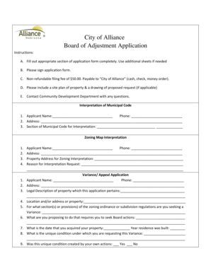 Form n 600 - City of Alliance Board of Adjustment Application - cityofalliance