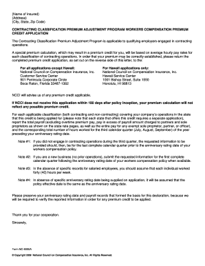 Contracting Classification Premium Credit Application