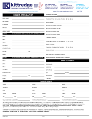 Kittredge Equipment Credit Application