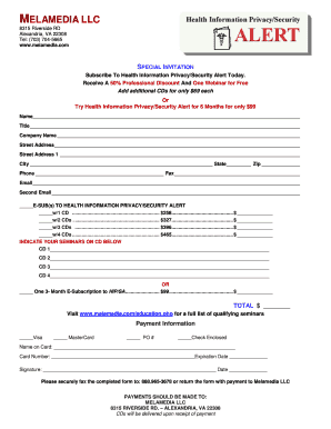 Health Information Privacy/Security Alert Subscription Form