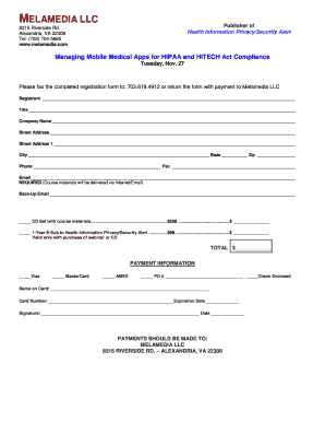 HIPAA Compliance Registration Form