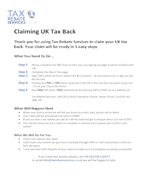 UK Tax Rebate Claim Form P85