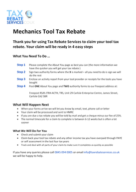 Mechanics Tool Tax Rebate Form