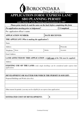 Express Lane Planning Permit Application